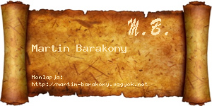 Martin Barakony névjegykártya